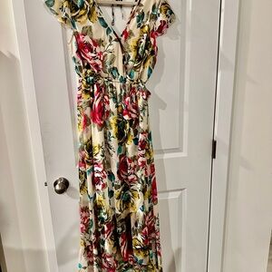 Band Of Gypsies Maxi Dress Floral Sz M Spring Summer Wedding BOHO